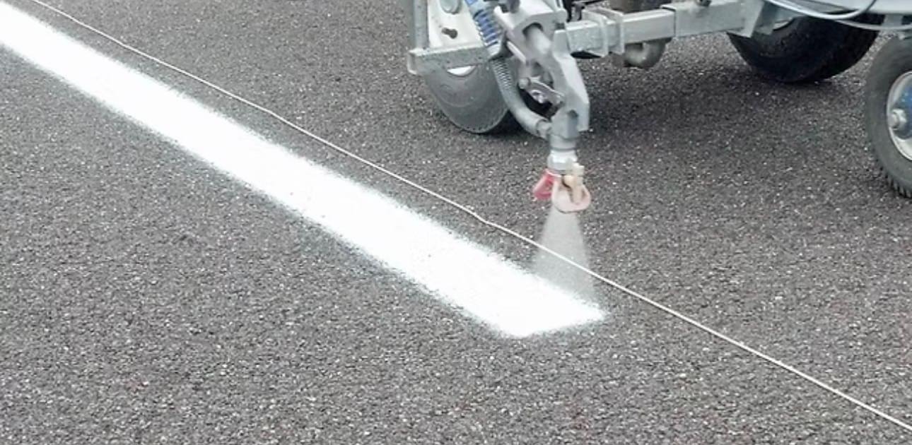 Fresh parking lot line striping