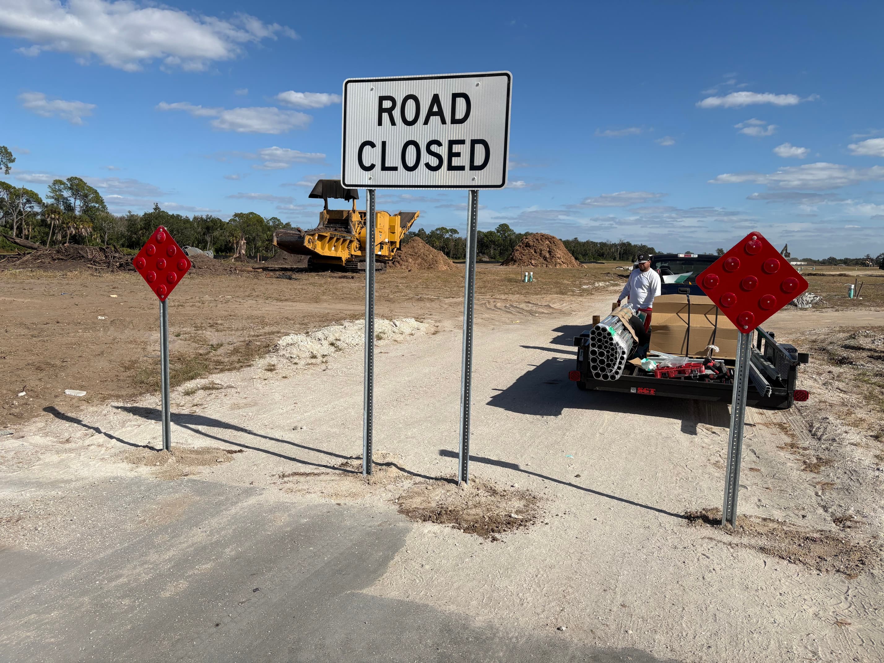 Speed bump installation in a commercial parking lot